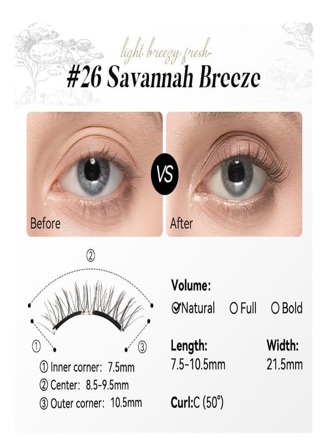WOSADO رموش مغناطيسية من WOSADO مع مجموعة أدوات التطبيق، [V26 Savannah Breez] رموش مغناطيسية قابلة لإعادة الاستخدام بدون محدد عيون، رموش صناعية خالية من الغراء، مقاومة للماء، خفيفة الوزن، مناسبة للمكياج الطبيعي - Image 5